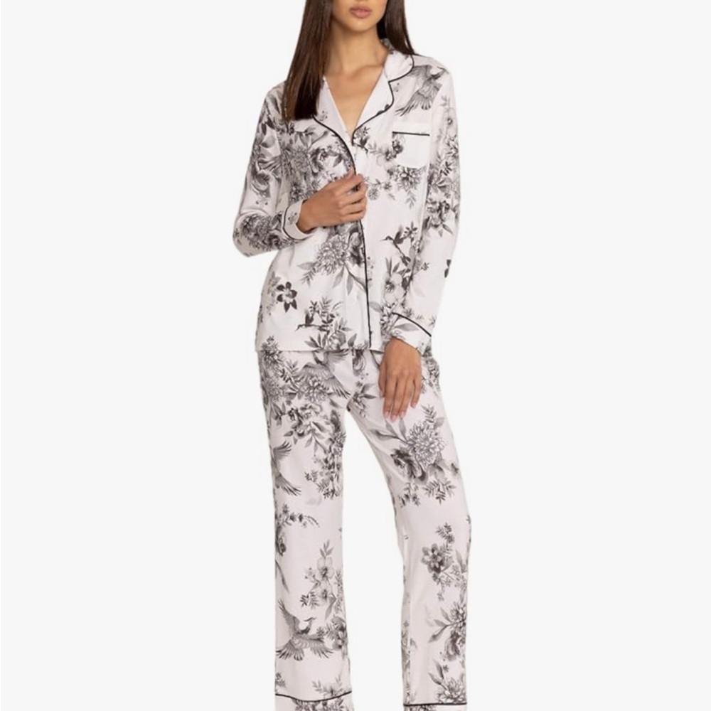 Johnny Was 🦋 DREAMER Black and White Pajama Set Pima Cotton XL